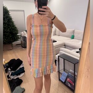 American Age Pastel Striped Ruffle Dress